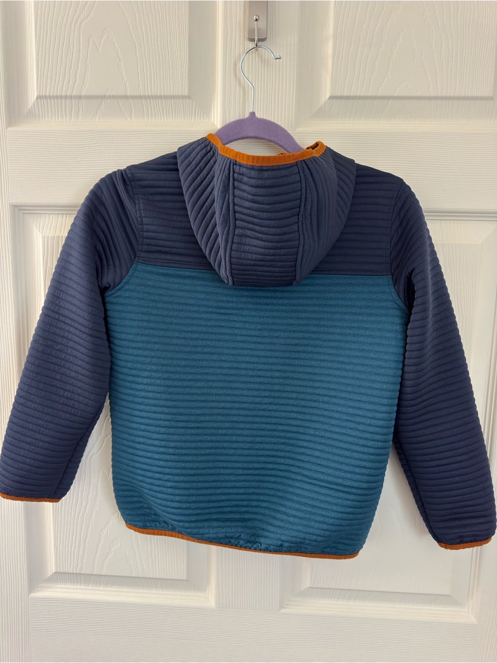 L.L.Bean Kids Med 10-12 Airlight Hoodie Full Zip Colorblock Blue Outdoor Sweater - Picture 2 of 6